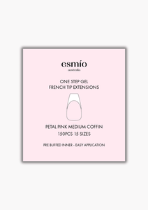 Petal Pink Medium Coffin French Tip Gel Extensions