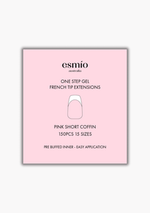 Pink Short Coffin French Tip Gel Extensions