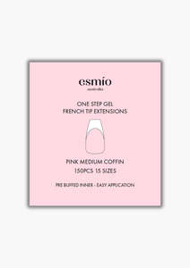 Pink Medium Coffin French Tip Gel Extensions