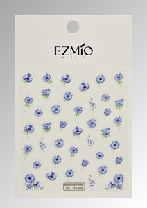 Blue Blossoms Textured Nail Art Stickers