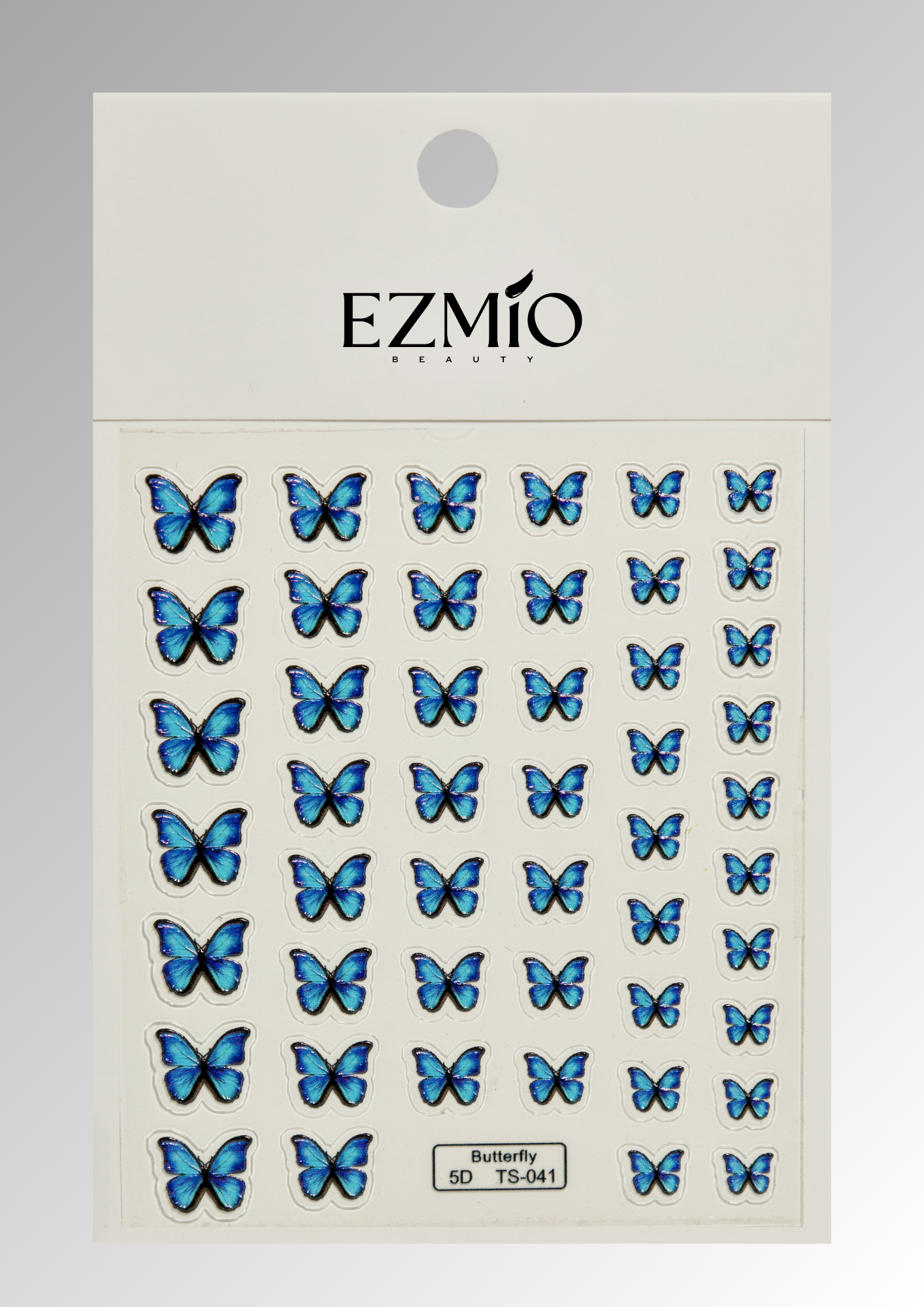 Blue Butterfly Flutter Textured Nail Art Stickers