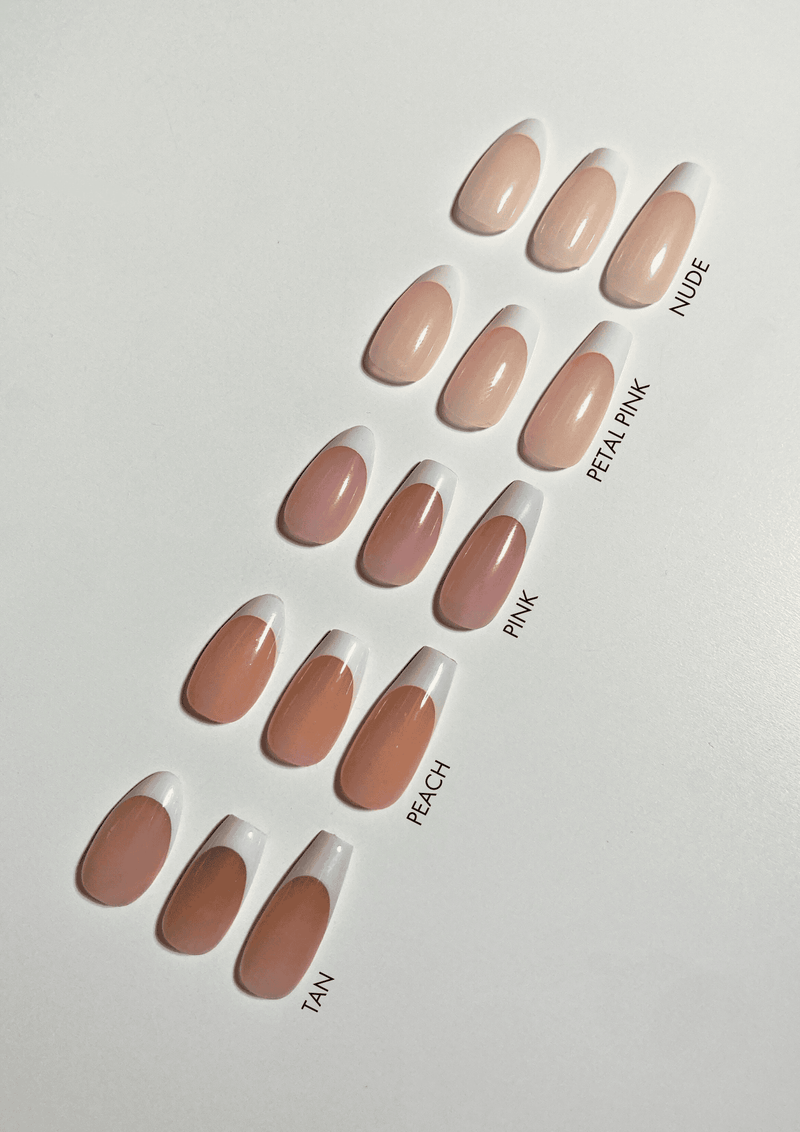 Nude Medium Coffin French Tip Gel Extensions