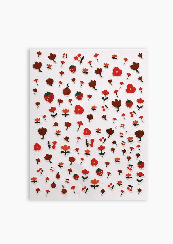 Strawberries & Flowers Nail Art Stickers